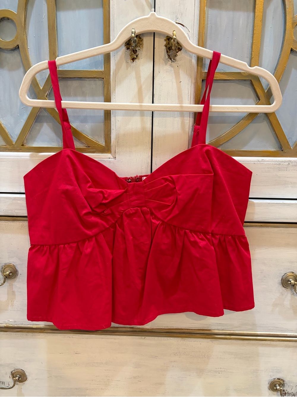 Bow-Front Red Crop Tank